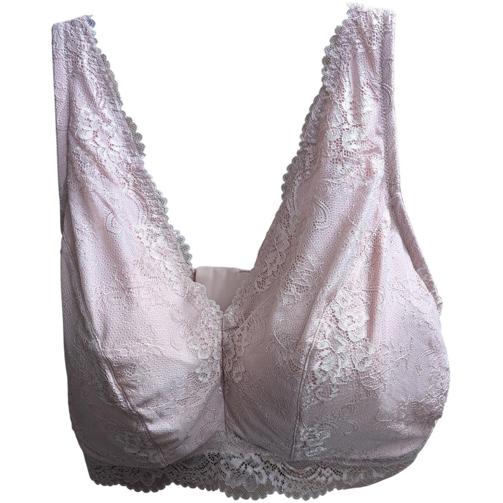Dreamfit Dream Fit Plus Size 4X Full Coverage Wireless Lace Bralette Adobe Rose